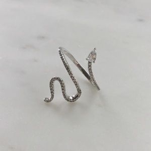 Sterling Silver Cz Snake Ring